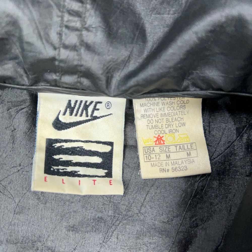 VTG Nike Elite Jacket Womens Medium Black Chore Hooded Windbreaker Running 80s - Picture 4 of 15